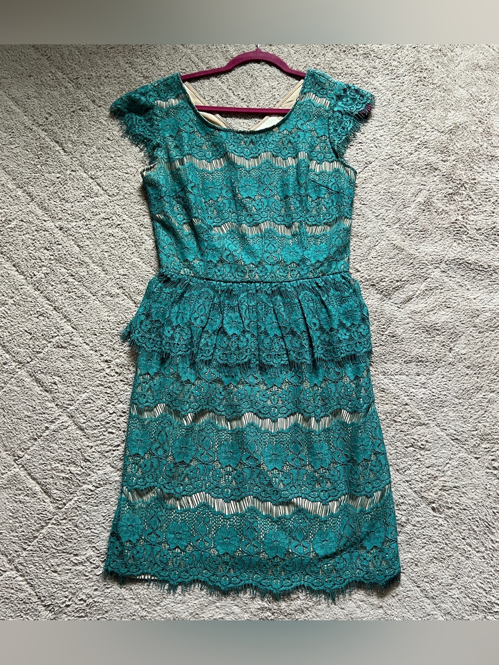 Maeve Anthropologie Elsa Dress Lace Peplum Elegant Wedding Homecoming Sz XS